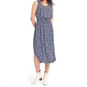 GAP Navy Smocked-Waist Floral Dress